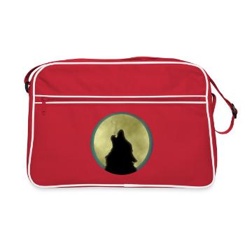 wolf moonlight howl - Retro Bag - red/white - Front