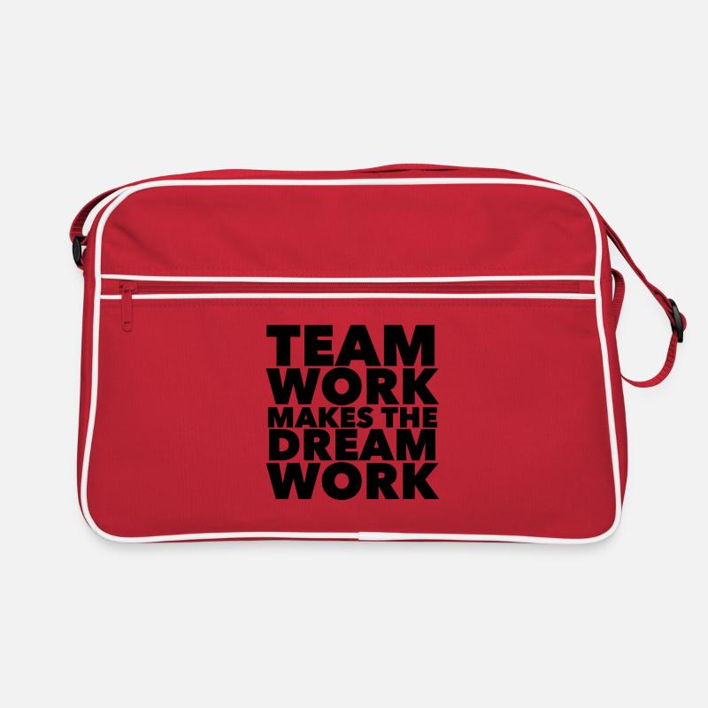 Teamwork makes the Dreamwork - Retro Tasche - Rot/Weiß