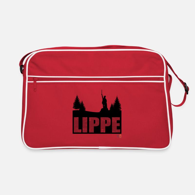 Lippe Landschaft Kreis Lippe Hermannsdenkmal - Retro Tasche - Rot/Weiß