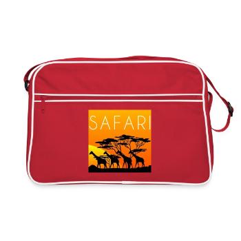 safari mit giraffen,safari,giraffen - Retro Tasche - Rot/Weiß - Vorne