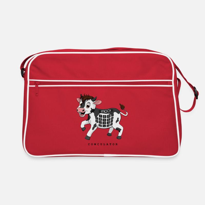 Cowculator - Kuh Taschenrechner - Retro Tasche - Rot/Weiß