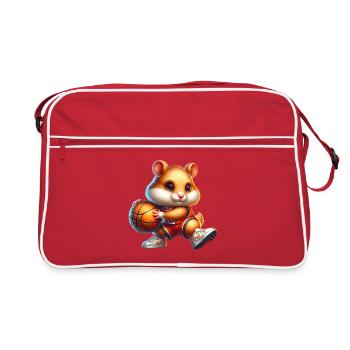 Hamster joue au basket et fait un dunk - Sac Retro - rouge/blanc - Devant