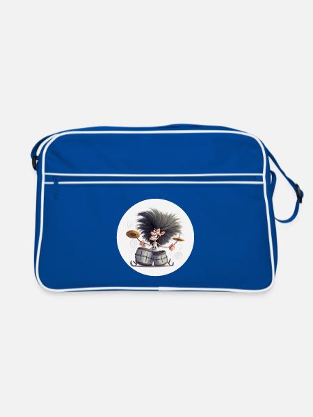Drummer Man - Retro Tasche - Blau/Weiß - Vorne
