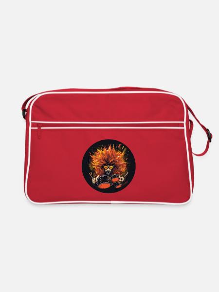 Drummer wild - Retro Tasche - Rot/Weiß - Vorne
