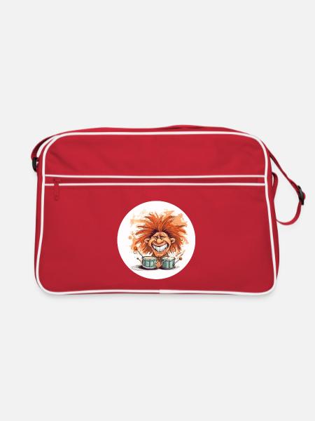 Drummer - Retro Tasche - Rot/Weiß - Vorne