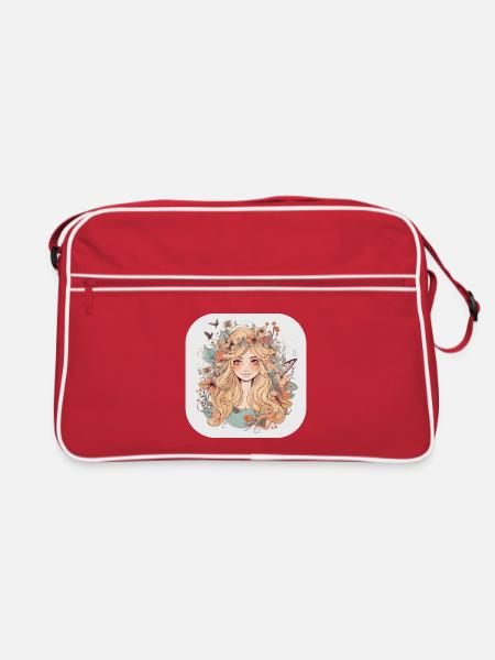 Waldfee Schmetterling - Retro Tasche - Rot/Weiß - Vorne