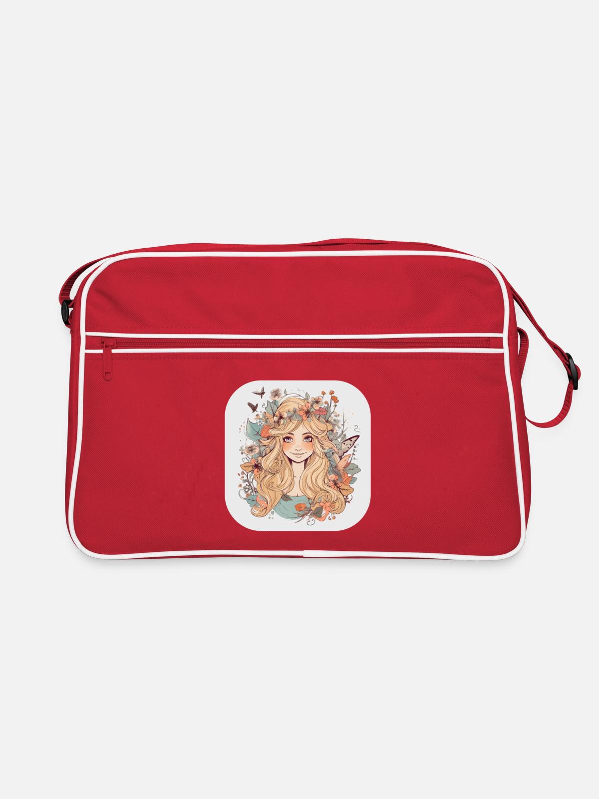 Waldfee Schmetterling - Retro Tasche - Rot/Weiß - Vorne