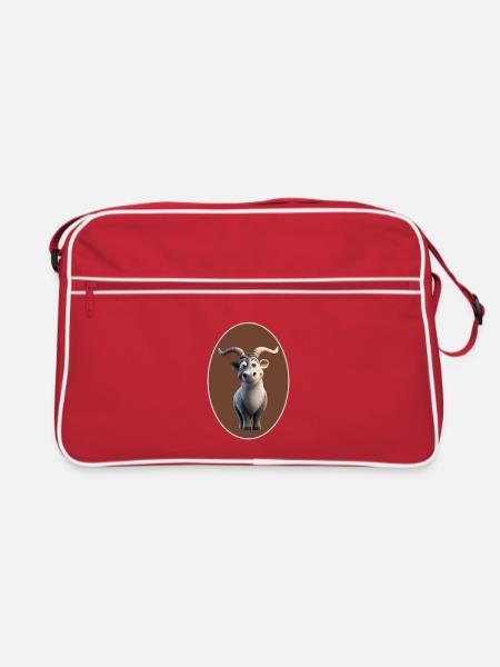 Nashorn Steinbock - Retro Tasche - Rot/Weiß - Vorne