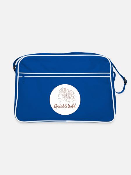Rooted and Wild - Retro Tasche - Blau/Weiß - Vorne