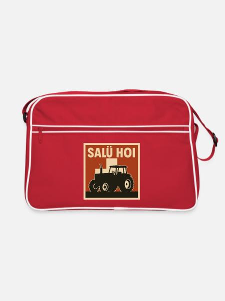 Salü Hoi Schweiz Traktor - Retro Tasche - Rot/Weiß - Vorne