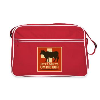 Schweiz Jetzt gehts um die Kuh - Retro Tasche - Rot/Weiß - Vorne