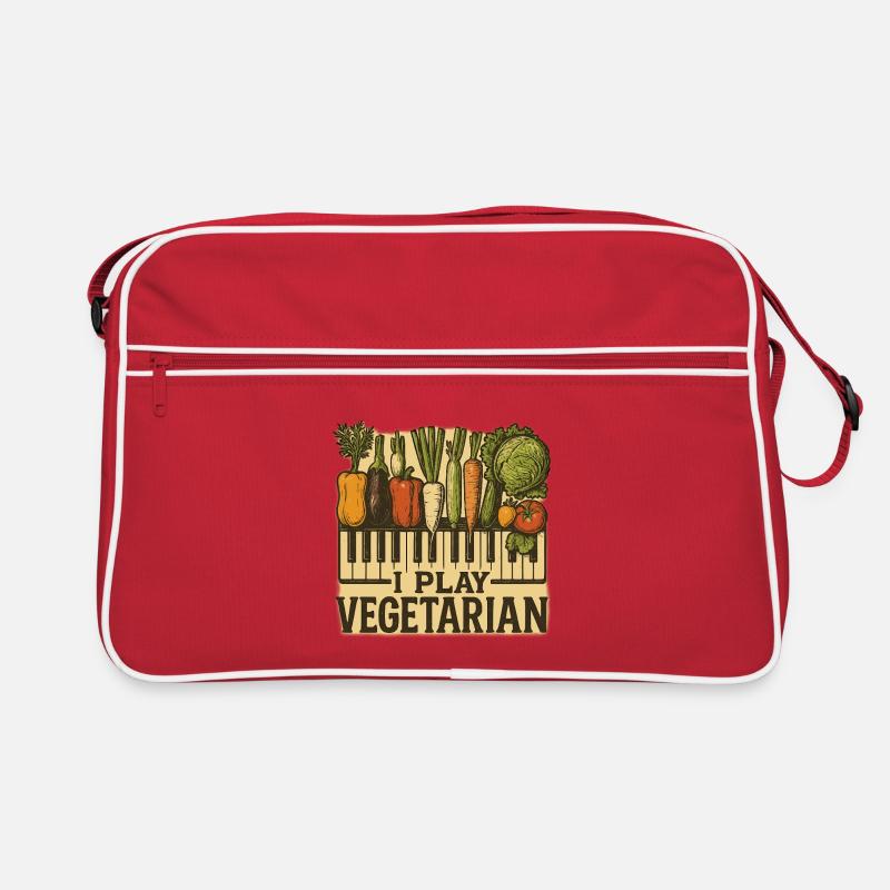 Piano I play vegetarian - Retro Tasche - Rot/Weiß