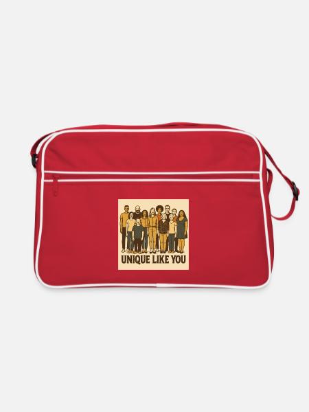 Unique like you einmalig wie du - Retro Tasche - Rot/Weiß - Vorne