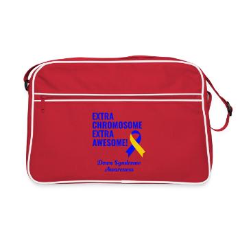 Down-Syndrom-Tag Extra Chromosom Extra Awesome - Retro Tasche - Rot/Weiß - Vorne