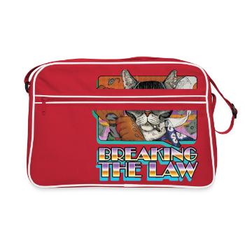Verbrechen Katze in den Schatten - Abbremsen des Gesetzes - Retro Tasche - Rot/Weiß - Vorne