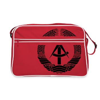 DDR Wappen (schwarz) - Retro Tasche - Rot/Weiß - Vorne