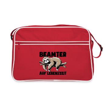 Faultier Beamter auf Lebenszeit - Spruch - Retro Tasche - Rot/Weiß - Vorne