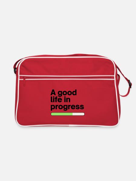 A good life in progress - Retro Tasche - Rot/Weiß