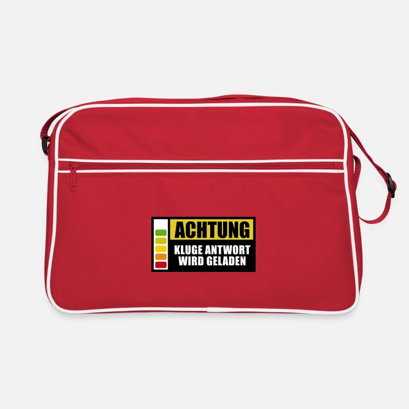 Achtung Kluge Antwort wird geladen - Spruch - Retro Tasche - Rot/Weiß