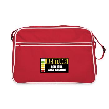 Achtung - Dad Joke wird geladen - Spruch - Retro Tasche - Rot/Weiß - Vorne