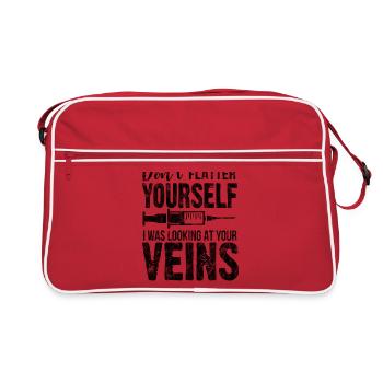 Don't Flatter Yourself I Was Looking At Your Veins - Retro Tasche - Rot/Weiß - Vorne