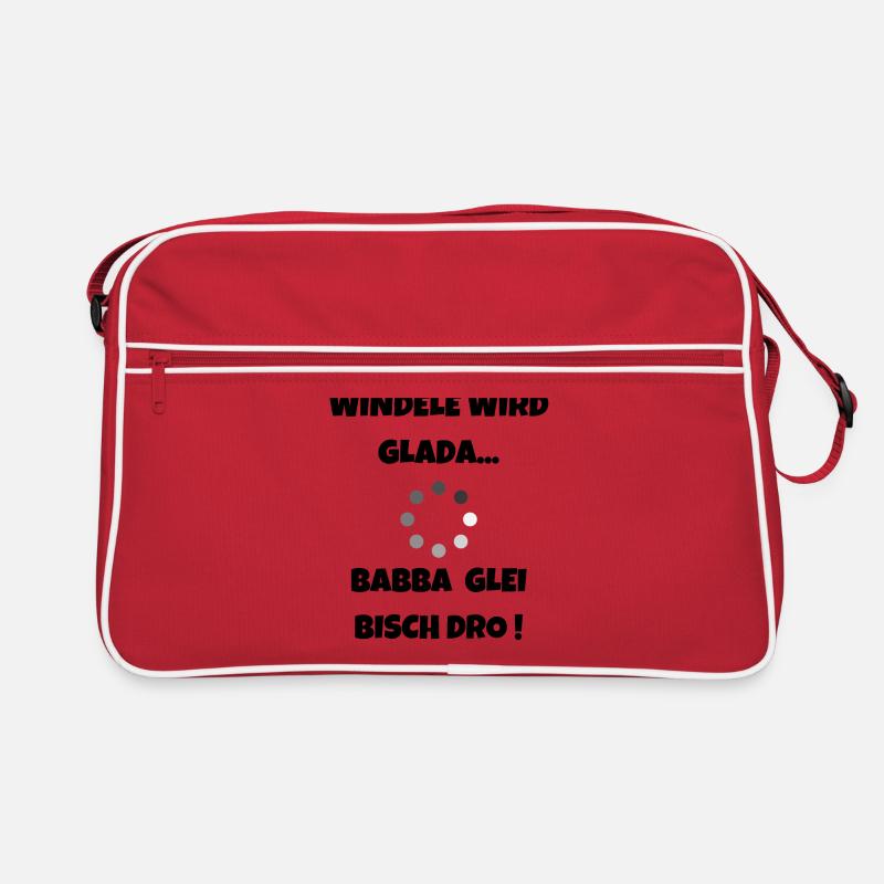 Für schwäbische Eltern - Windel wird Glada - Retro Tasche - Rot/Weiß