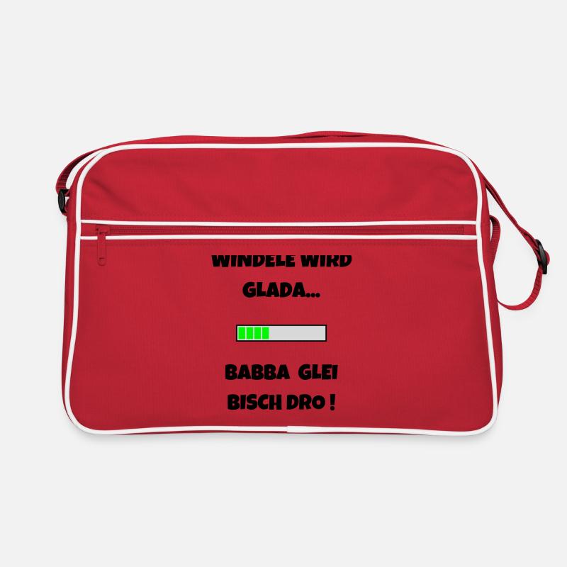 Windele wird Glada - Schwäbisch Stolz Schwabenland - Retro Tasche - Rot/Weiß