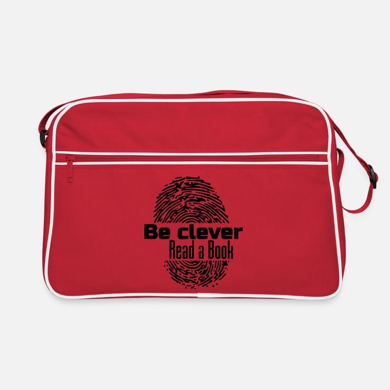 Be clever - Read a Book Buch Bücher Lesen Geschenk - Retro Tasche - Rot/Weiß