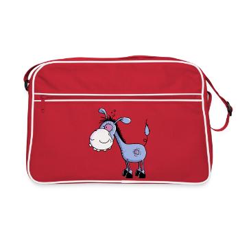 Petit âne drôle - ânes - Sac Retro - rouge/blanc - Devant