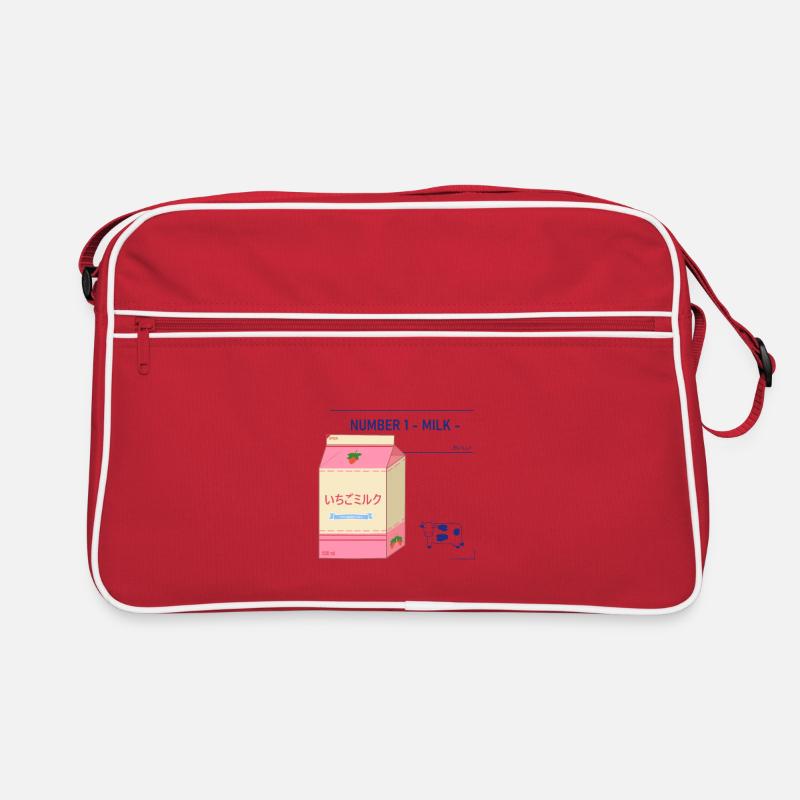 Japanisches Erdbeermilch-Ziegel-Design - Retro Tasche - Rot/Weiß