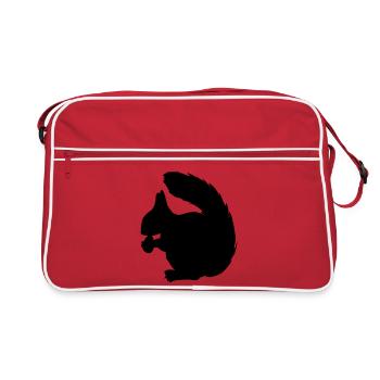 Squirrel with nut shadow figure - Retro Bag - red/white - Front