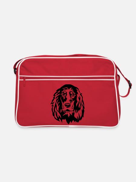 Gordon Setter Kopf - Retro Tasche - Rot/Weiß