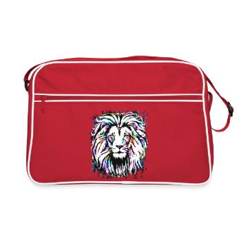 Colorful Lion - Colorful Lion's Head - Retro Bag - red/white - Front