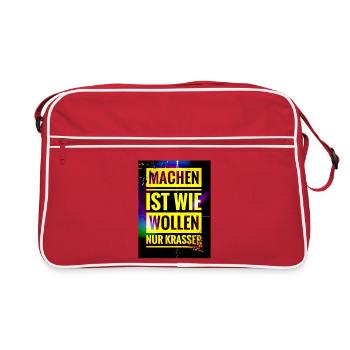 Spruch "Machen Ist wie Wollen nur Krasser" - EW21 - Retro Tasche - Rot/Weiß - Vorne