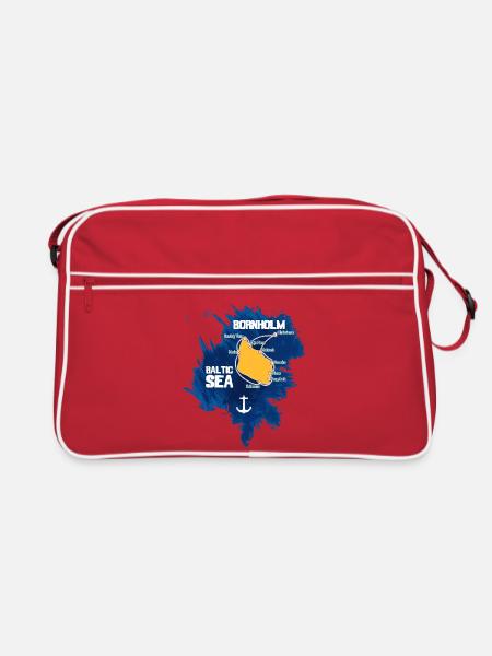 Bornholm Baltic Sea - Retro Tasche - Rot/Weiß - Vorne