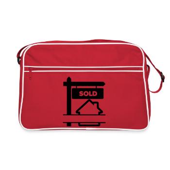 Transparentes Logo-Schild mit verkauftem - Retro Tasche - Rot/Weiß - Vorne