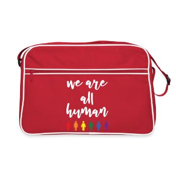 Mois de la fierté - Nous sommes tous humains - Sac Retro - rouge/blanc - Devant