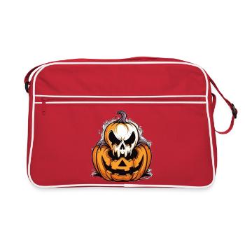 Citrouille effrayante avec motif de crâne - Sac Retro - rouge/blanc - Devant