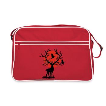 The Black Deer and the Red Sun - Retro Bag - red/white - Front