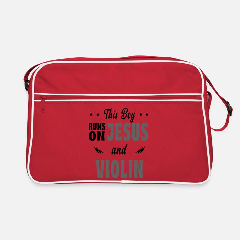 This boy Runs On Jesus and violin Retro Bag