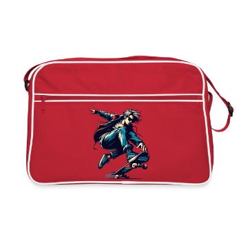 Motif coloré vif d’un patineur - Sac Retro - rouge/blanc - Devant