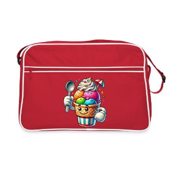cheerful cartoon ice cream motif for summer fun - Retro Bag - red/white - Front