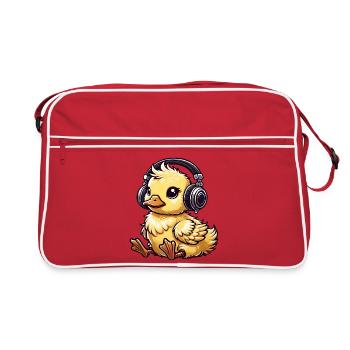 Cute Chick Headphone Motif - Retro Bag - red/white - Front