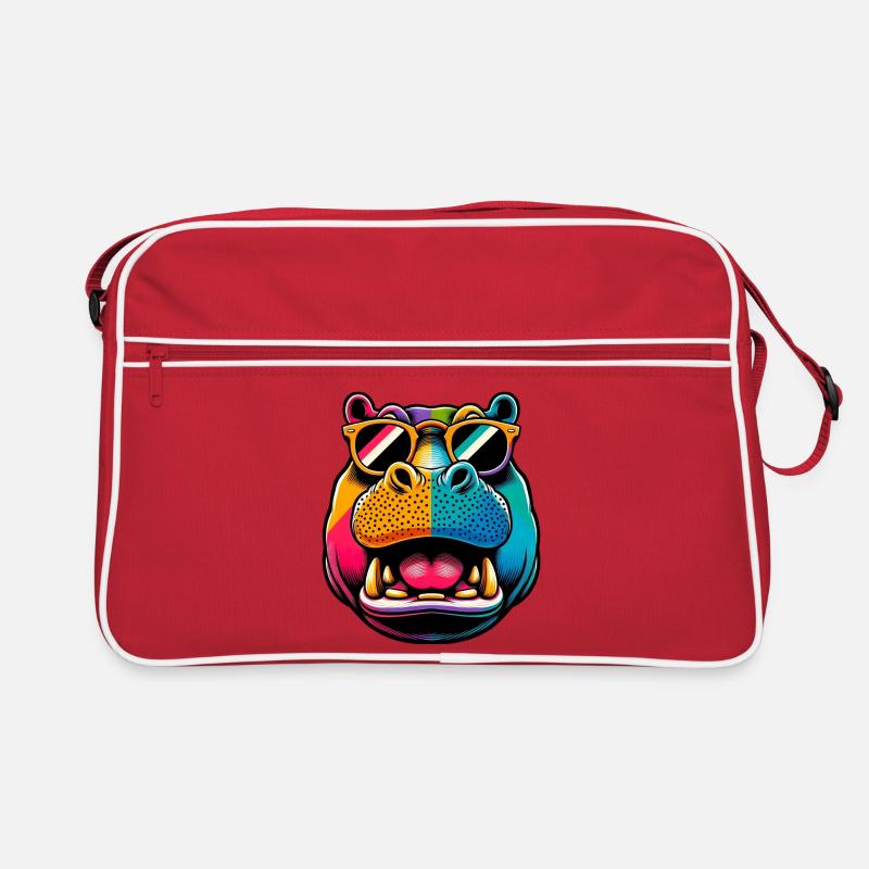 Nilpferd mit Sonnenbrille Retro Tasche