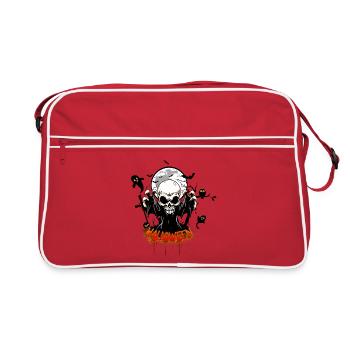 Skull with sharp teeth - Retro Bag - red/white - Front
