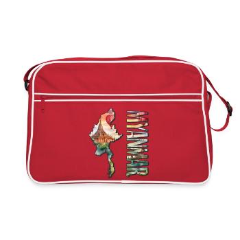 Watercolor Map Myanmar - Retro Bag - red/white - Front
