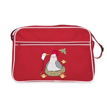 Bauernhof - Retro Tasche - Rot/Weiß - Vorne