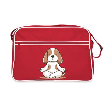 Meditierender Beagle – Ruhe & Achtsamkeit - Retro Tasche - Rot/Weiß - Vorne