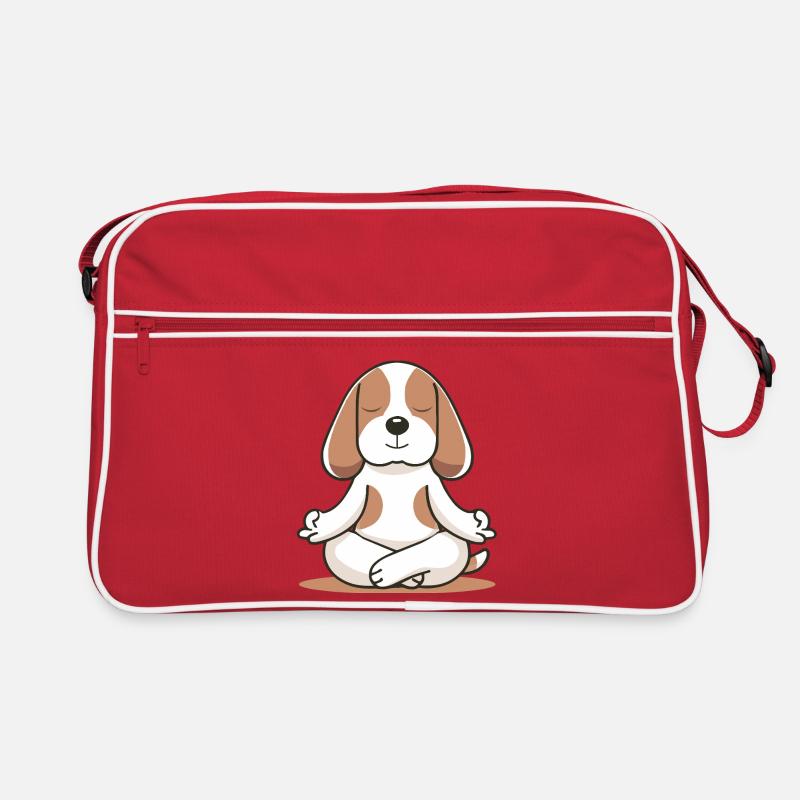 Meditierender Beagle – Ruhe & Achtsamkeit Retro Tasche