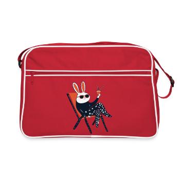 Beach Bunny – Chill Rabbit with Shades & Drink - Retro Bag - red/white - Front